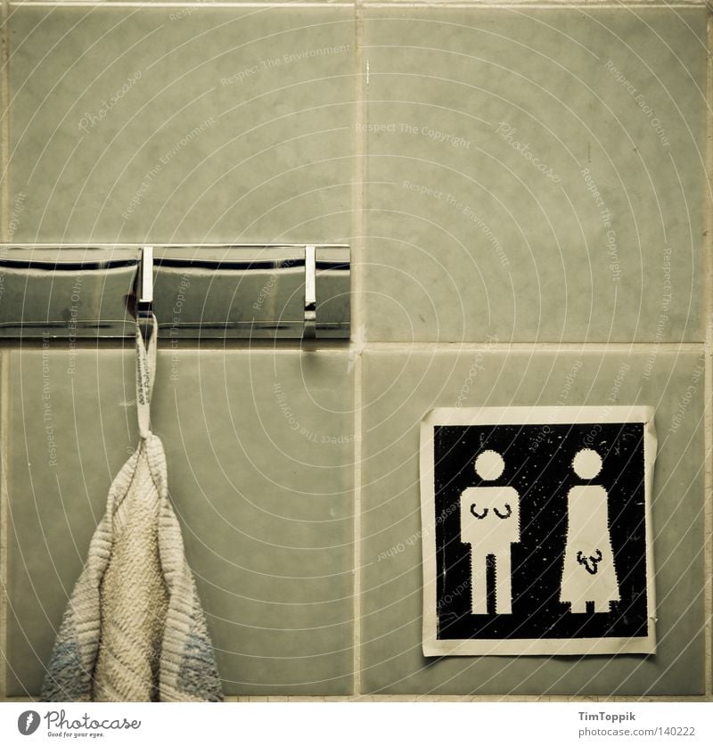 Transitklo Handtuch Frau Mann Penis Schwanz Symbole & Metaphern Gemälde Hinweisschild Geschlecht alternativ Zwitter Bad Reinigen Wäsche Damentoilette