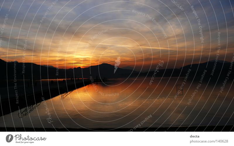 Wörthersee Europa See Blick Wasser kärnten Österreich sonnenuntergang sich[Akk] beugen dämmerung Morgen Reflexion & Spiegelung orange Himmel