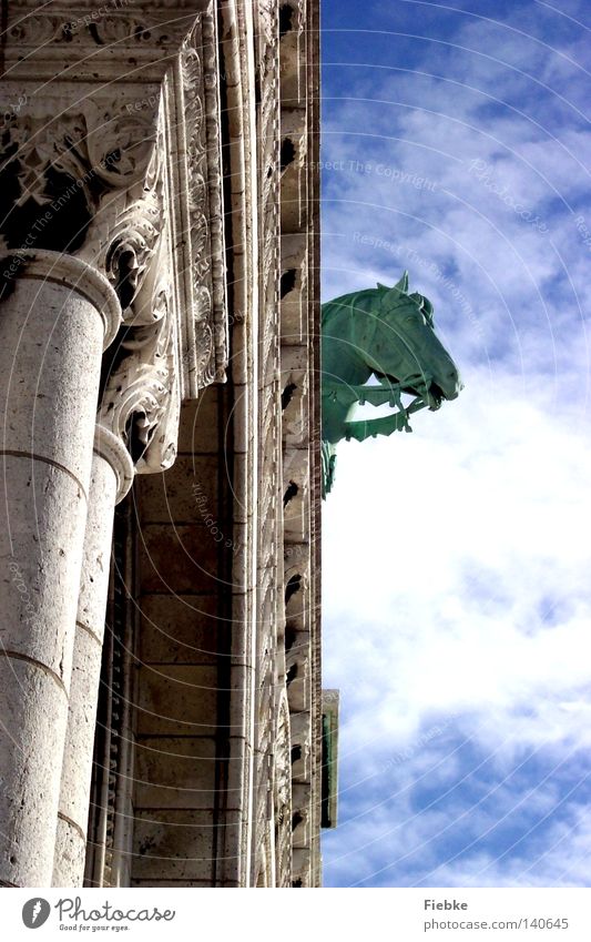 Oh Fallada Sacré-Coeur Paris Frankreich Kultur Detailaufnahme Basilika Kunst Pferd Statue Europa Tier Stein Religion & Glaube Kirche erstarren Fossilien Märchen