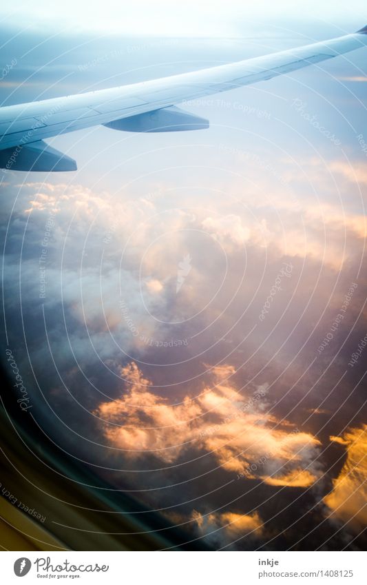 himmel und äd Landschaft Himmel Wolken Sonnenaufgang Sonnenuntergang Sonnenlicht Klima Wetter Luftverkehr Flugzeug Passagierflugzeug im Flugzeug