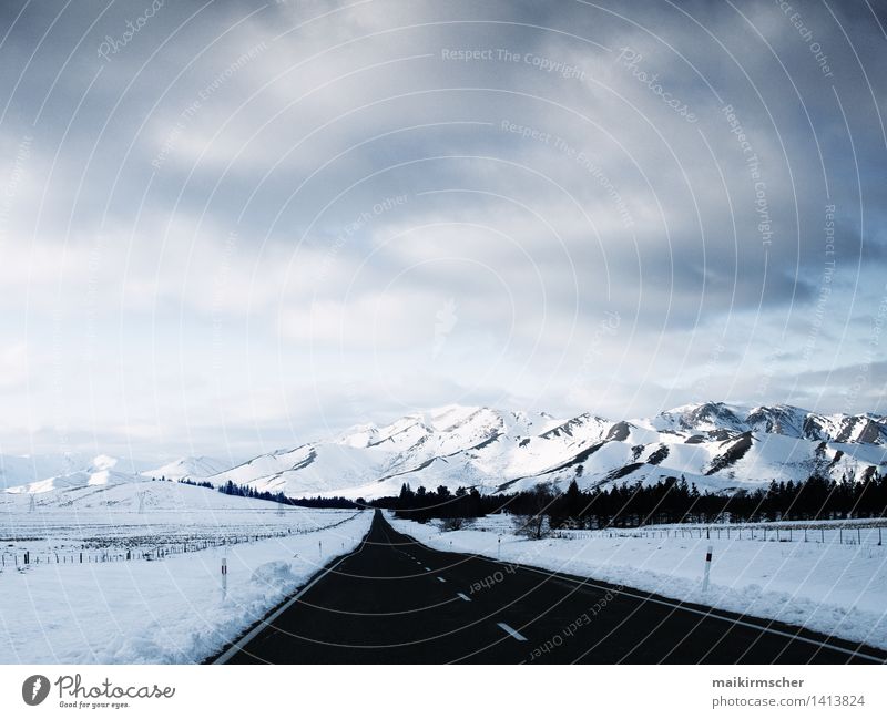 Straße zu den Alpen Winter Schnee Winterurlaub Berge u. Gebirge Umwelt Landschaft Pflanze Schneefall Hügel überbevölkert Menschenleer Verkehrswege Autofahren