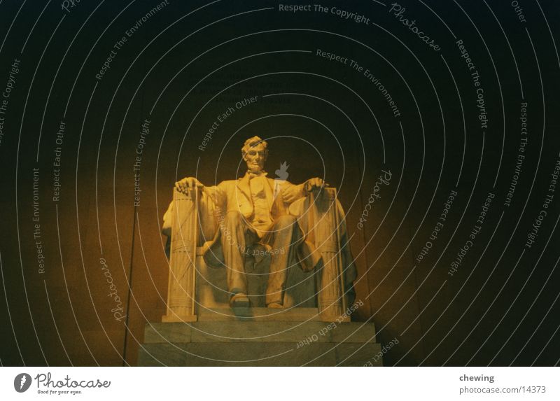Abraham Lincoln Präsident Abend Beleuchtung Mensch Washington DC USA Vergangenheit Abenddämmerung