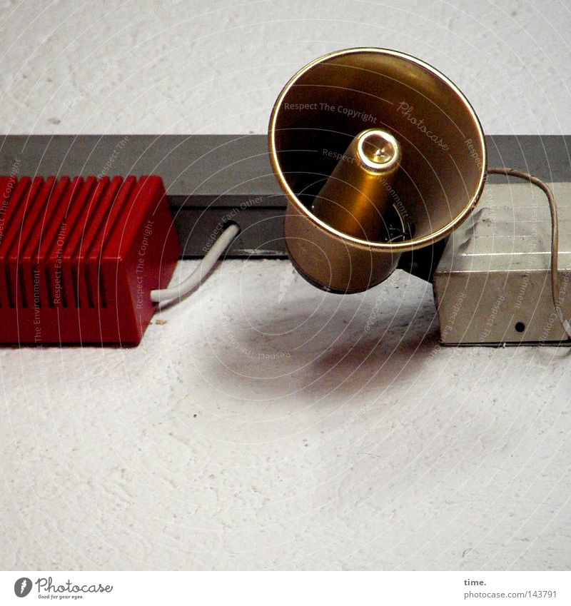 Goldkehlchen Lautsprecher Kabel Technik & Technologie glänzend rund gold rot laut Megaphon Elektrizität Verteiler nützlich Vorrichtung Transformator