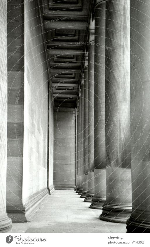 säulen Tunnel historisch Architektur Säule Stein Schwarzweißfoto tief USA
