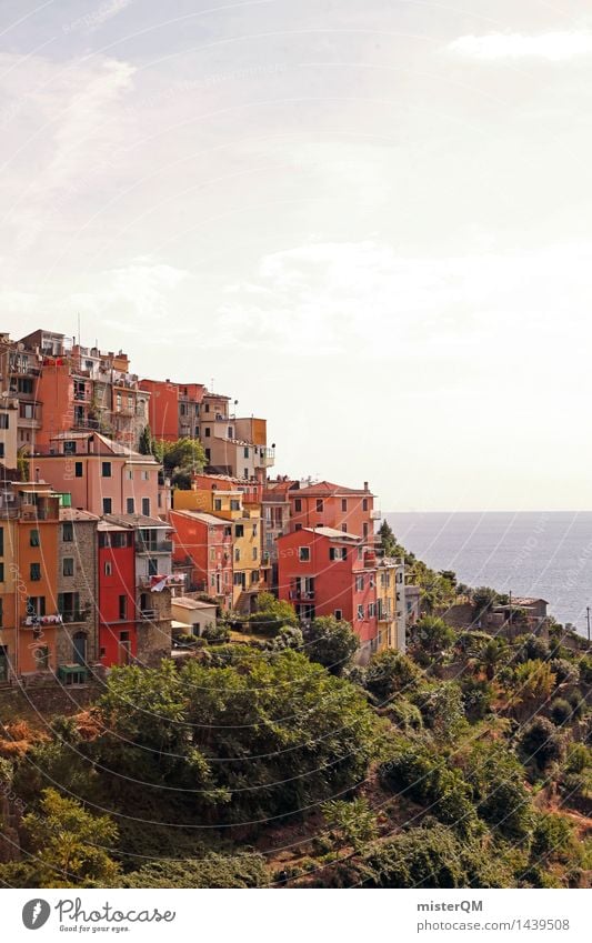 Alles Fassade! Kunstwerk ästhetisch Gebäude Fassadenverkleidung Fassadenbegrünung mehrfarbig mediterran Toskana Italien Italienisch Süden Wärme Sommer Skyline