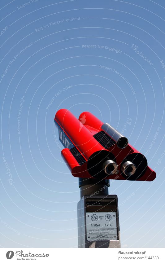 fernblick Teleskop Aussicht Ferne Schönes Wetter Blauer Himmel rot Fernweh Erfolg