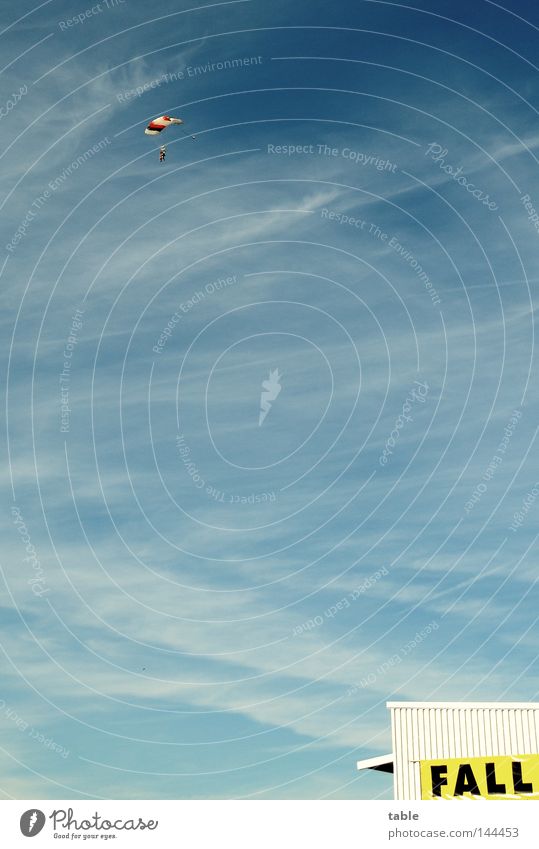go jump Fallschirmspringen Sport Fixer Pilot Flugzeug gelb Wolken Mann Flugplatz Profi Freizeit & Hobby Fallschirmspringer Aktion Freude Extremsport Himmel