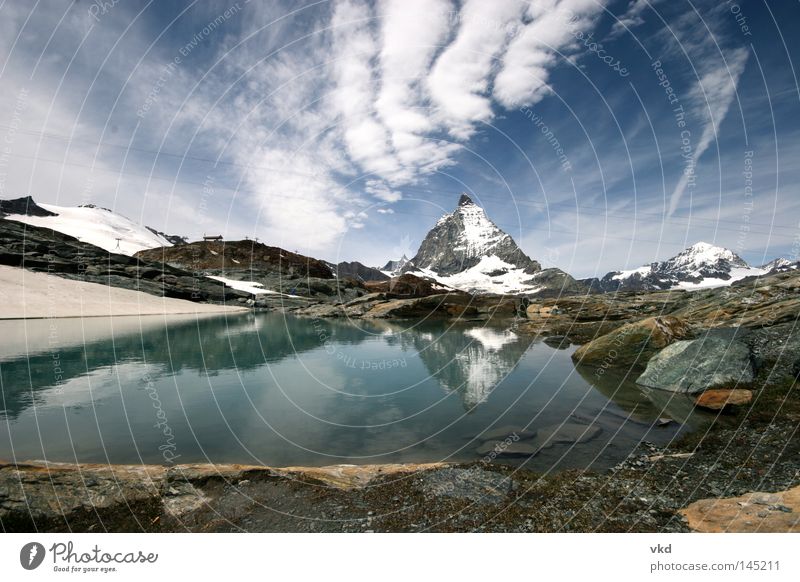 Berg See Berge u. Gebirge Natur Zermatt Matterhorn Gletscher Schweiz Alpen blau grün Wasser Himmel
