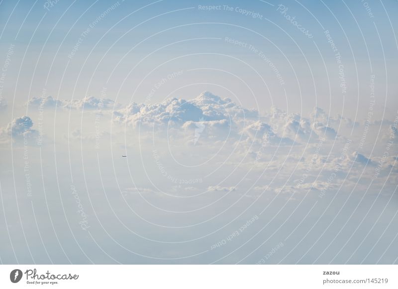 Wolkenreich Farbfoto Außenaufnahme Luftaufnahme Textfreiraum oben Textfreiraum unten Dämmerung Silhouette Freiheit Urelemente Himmel Horizont Wetter Flugzeug