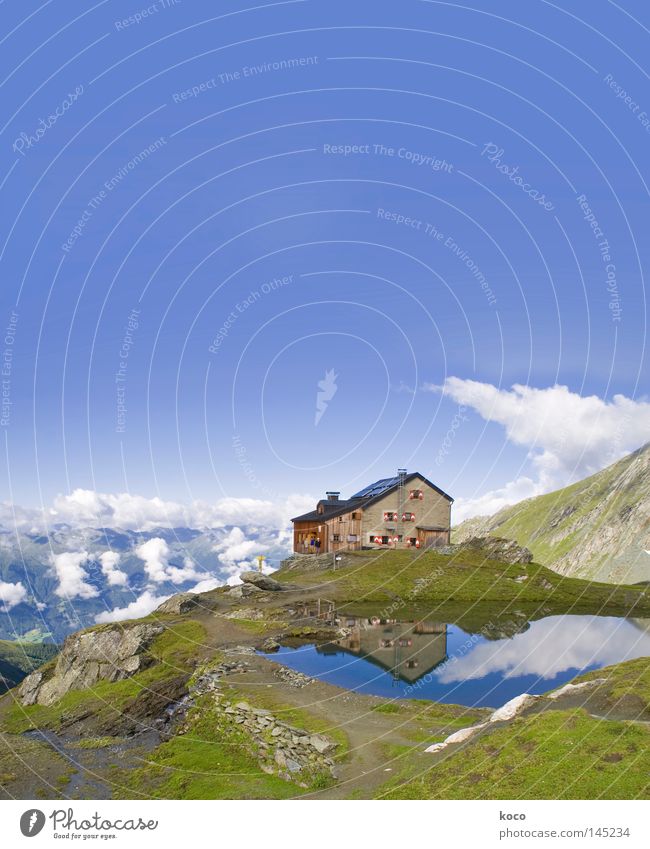 ziemlich hoch oben Haus Berghütte See Reflexion & Spiegelung Wolken Osttirol wandern Freizeit & Hobby Österreich Bergsteigen Sommer Europa Berge u. Gebirge