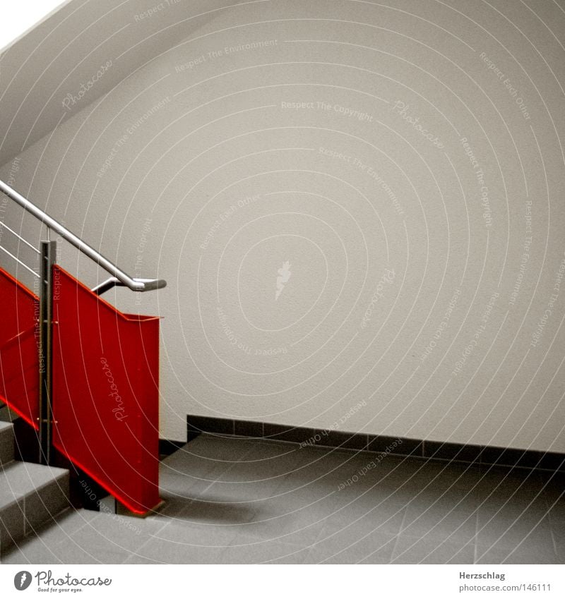 Perspektive X rot Treppe verloren Wege & Pfade Ziel grau weiß Treppenhaus Reihe Freude Perpektiven