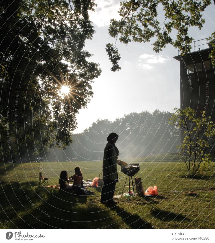 Rollenverteilung 2008 [la chamandu] Park Grillen Mauer Türkei Kind Frau Ernährung Sonne Sonnenstrahlen Nebel Rauch Fleisch Spielen Garten