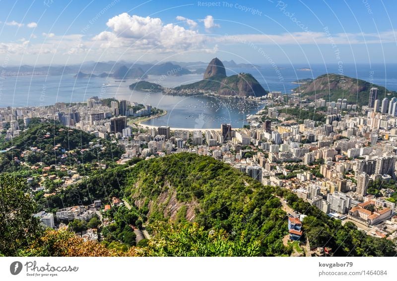 Panoramablick von Rio de Janeiro von oben, Brasilien schön Ferien & Urlaub & Reisen Strand Meer Landschaft Stadt Skyline Fluggerät Aussicht amerika Christus