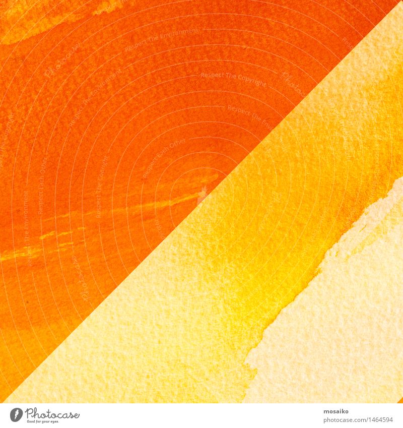 Gelbe und orange Aquarelle auf strukturiertem Papierhintergrund Lifestyle Design Bildung Gemälde Kommunizieren streichen gelb gold rot Zufriedenheit Kreativität