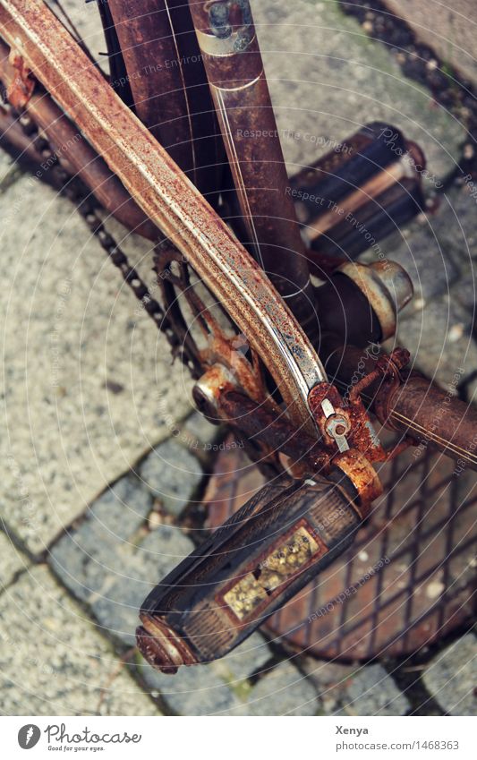 Retro Fahrrad Pedal Metall Rost retro braun Nostalgie alt Außenaufnahme Menschenleer Tag Farbfoto Detailaufnahme Gedeckte Farben Schwache Tiefenschärfe