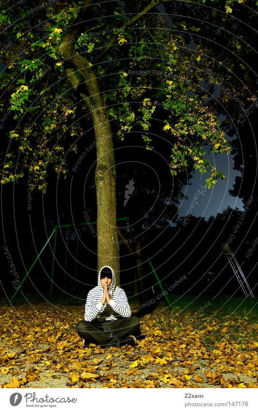 meditation Meditation ruhig Nacht Belichtung Baum Wiese Herbst Blatt dunkel Gebet Religion & Glaube Yoga Kultur Denken Spiritualität Bewusstsein Erkenntnis