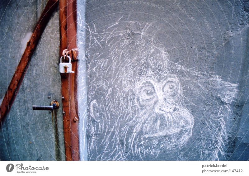 [HH08.3] Klappe zu, Affe tot Affen Gorilla King Kong Schimpansen Menschenaffen Gemälde Kunst Wandmalereien Felszeichnungen Steinzeit Linie geschlossen Schlüssel