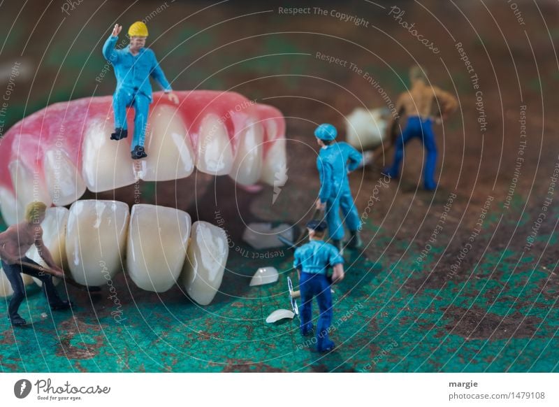 Miniwelten - Zahnsanierung III Arbeit & Erwerbstätigkeit Beruf Handwerker Baustelle Dienstleistungsgewerbe Gesundheitswesen Mann Erwachsene 5 Mensch bauen blau