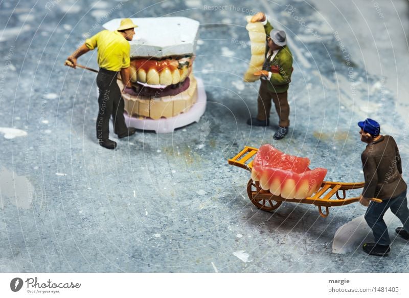 Miniwelten - Zahnsanierung II Beruf Arzt Arbeitsplatz Baustelle Gesundheitswesen Team Mensch maskulin Mann Erwachsene 3 rosa weiß Güterverkehr & Logistik