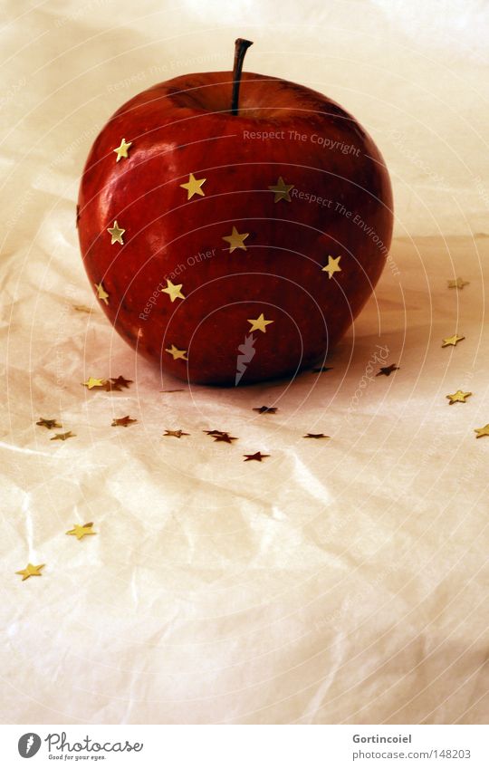 Apfel und Sterne Winter Feste & Feiern Dekoration & Verzierung glänzend rot Weihnachtsdekoration besinnlich Bratapfel schimmern Stern (Symbol)