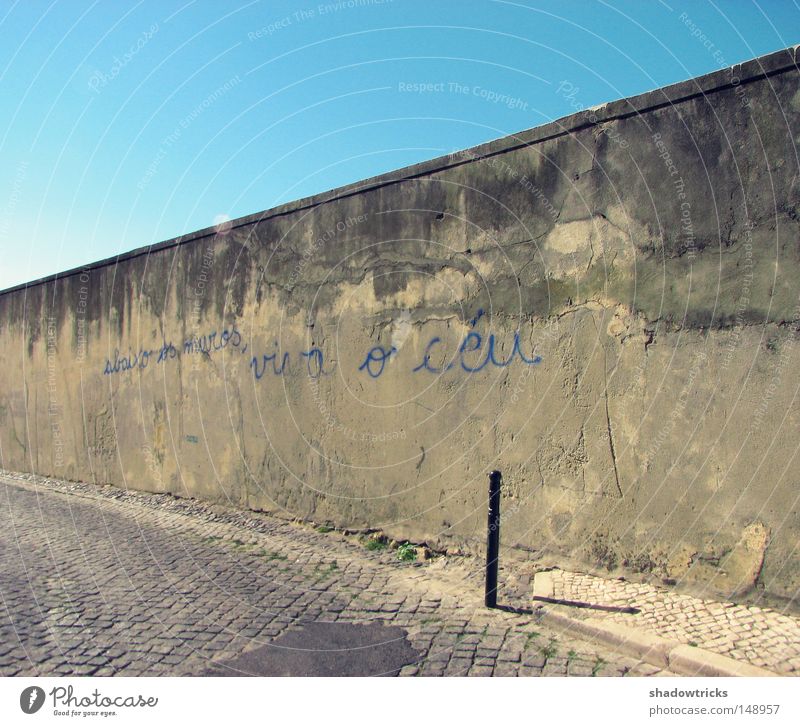 Viva O Ceu Mauer Himmel Portugal Typographie Graffiti Leben Philosophie Weisheit Redewendung verfallen Verfall Europa Sprache Schriftzeichen Grafitti viva ceu