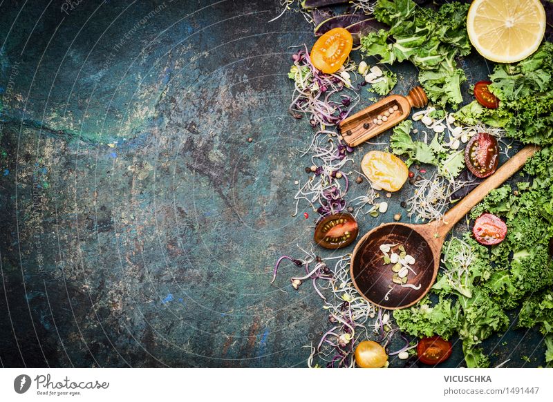Kochen mit Grünkohl Lebensmittel Gemüse Salat Salatbeilage Kräuter & Gewürze Öl Ernährung Mittagessen Büffet Brunch Bioprodukte Vegetarische Ernährung Diät