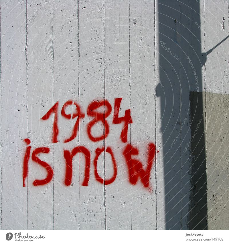 Transparent 1984 Zukunft Informationstechnologie Internet Straßenkunst Wand Wort bedrohlich Macht Kreativität Politik & Staat Literatur Englisch