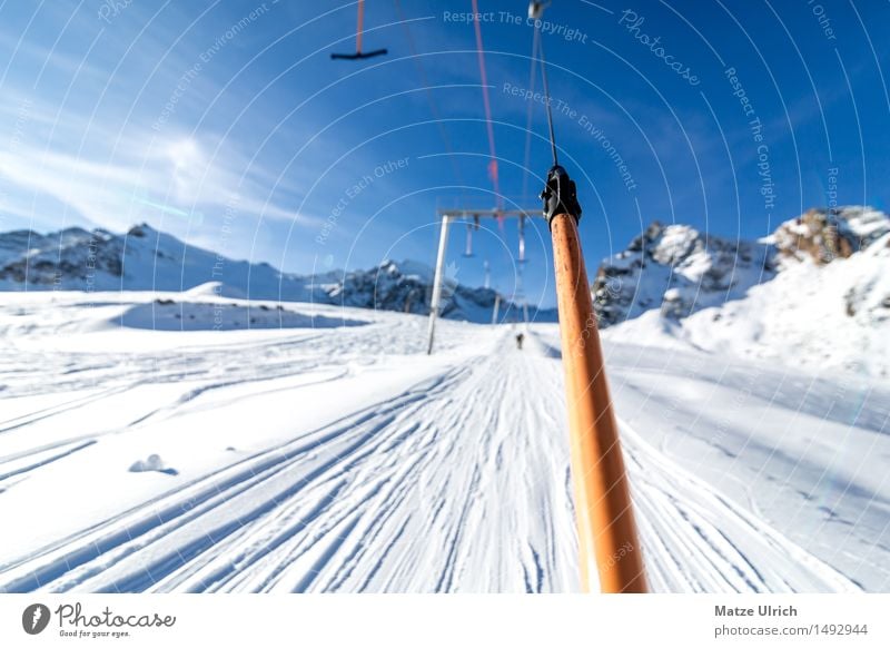 Skilift Lifestyle Freizeit & Hobby Ankerlift Sport Wintersport Skier Snowboard Skipiste Liftspur Umwelt Natur Himmel Sonne Sonnenlicht Schönes Wetter Eis Frost