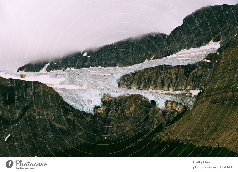 Krähenfuß Eis Schnee Gletscher Nebel Wolken oben kalt Berge u. Gebirge Kanada Banff National Park Jasper Nationalpark Nordamerika Eisfläche schmelzen