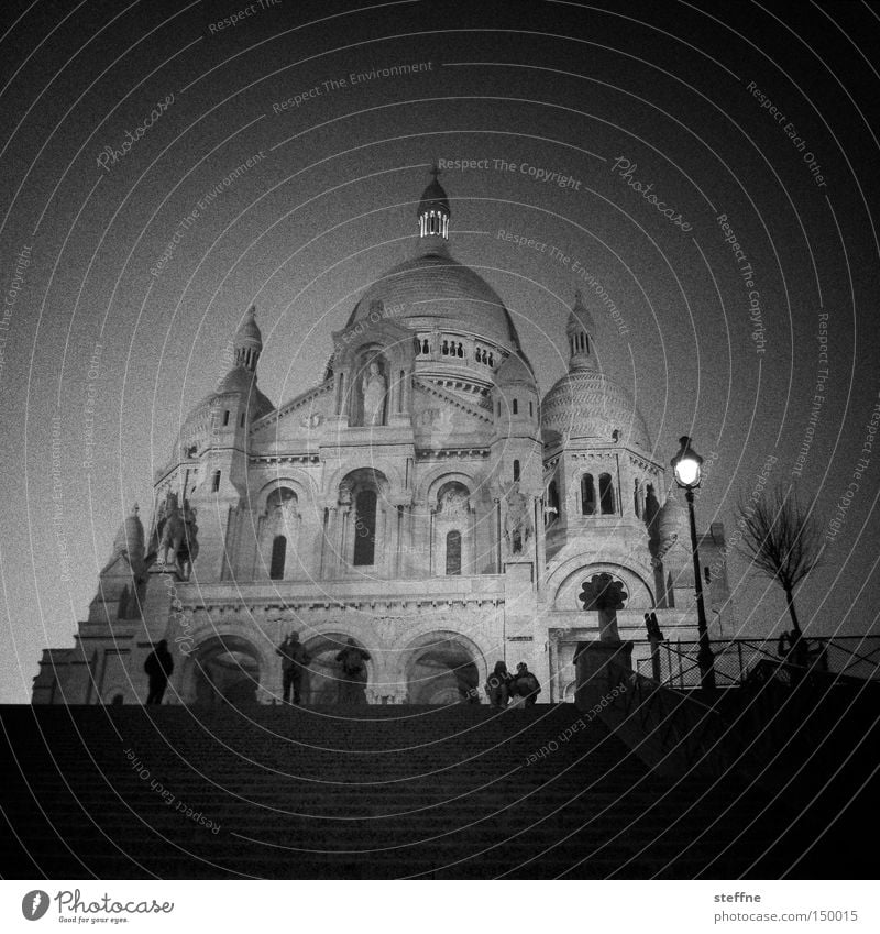 eierli äh sackre kör Religion & Glaube Kirche Sacré-Coeur Paris Frankreich Wahrzeichen Nacht Abend Laterne Lampe Beleuchtung Denkmal Gotteshäuser