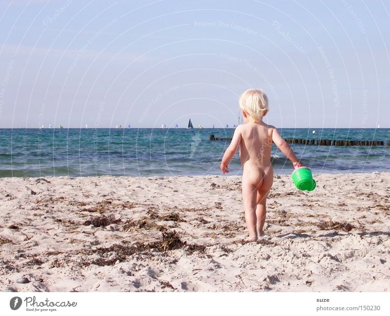 Nackedei Spielen Ferien & Urlaub & Reisen Sommer Sommerurlaub Strand Meer Mensch Kind Kleinkind Mädchen Körper 1 1-3 Jahre Umwelt Sand Wasser Horizont