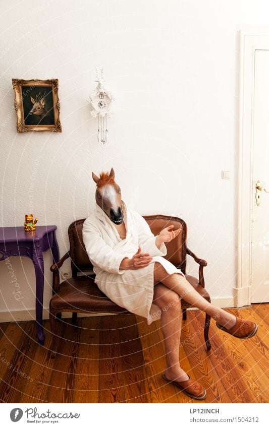 LP.HORSEMAN. III Halloween Mensch maskulin Mann Erwachsene 1 Tier Pferd sprechen warten Häusliches Leben gruselig lustig verrückt bizarr skurril träumen