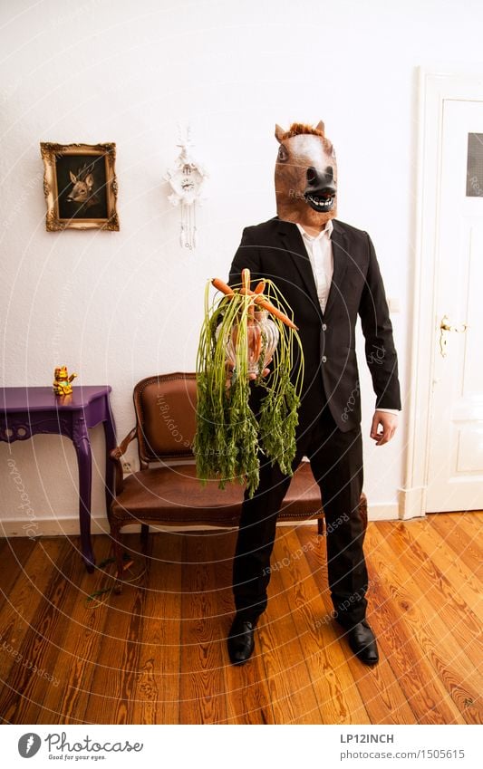 LP.HORSEMAN. XII Ernährung Häusliches Leben Wohnung Karneval Halloween maskulin Mann Erwachsene 1 Mensch Mode Bekleidung Anzug Pferd Tier warten ästhetisch
