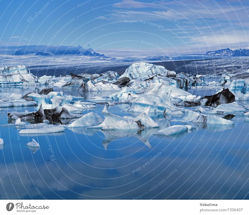 Jökulsarlon, Island Natur Landschaft Urelemente Wasser Himmel Klimawandel Wetter See lagune blau weiß Ferien & Urlaub & Reisen Eis Schnee Eisberg Gletschersee