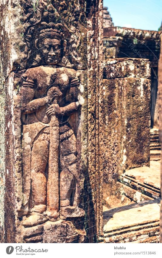 Ruinen von Angkor Thom in Kambodscha Ferien & Urlaub & Reisen Tourismus Kultur Erde Baum Park Urwald Felsen Gebäude Architektur Denkmal Stein alt historisch