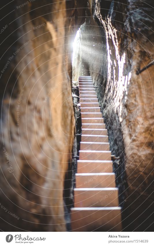 Die Treppe zum Licht Sonnenlicht Schönes Wetter Felsen Berge u. Gebirge beobachten berühren entdecken leuchten hell selbstbewußt Optimismus Sicherheit