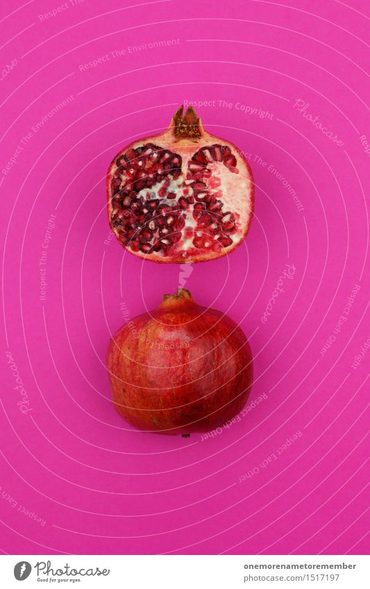 Jammy Granatapfeldoppel auf Magenta Kunst Kunstwerk ästhetisch Hälfte Frucht magenta rosa lecker Gesunde Ernährung Gesundheit rot vitaminreich