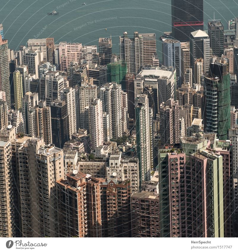 Wird langsam eng Hongkong Hafenstadt Stadtzentrum Skyline Haus Hochhaus Bauwerk Gebäude Architektur Balkon Fenster gigantisch groß hoch Wohnhochhaus