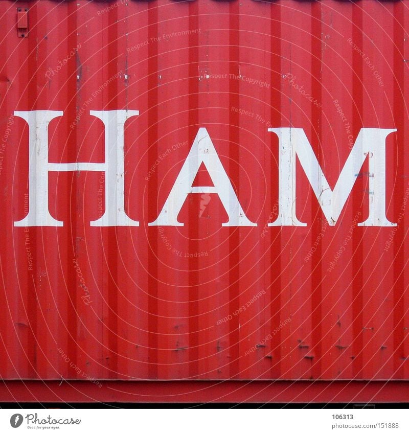 HAM Hamburg rot Container Buchstaben Hafen ham Schriftzeichen Metall verschiffen zusammensetzen Burg oder Schloss