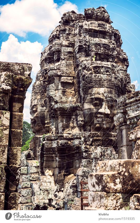 Angkor Thom Tempelansicht, Siem Reap, Kambodscha Gesicht Ferien & Urlaub & Reisen Tourismus Urwald Felsen Ruine Gebäude Architektur Denkmal Stein alt historisch