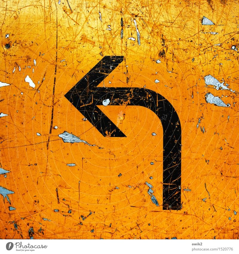 Umleitung Verkehr Zeichen Schilder & Markierungen Hinweisschild Warnschild Verkehrszeichen Pfeil einfach mehrfarbig gelb orange schwarz Linkspfeil
