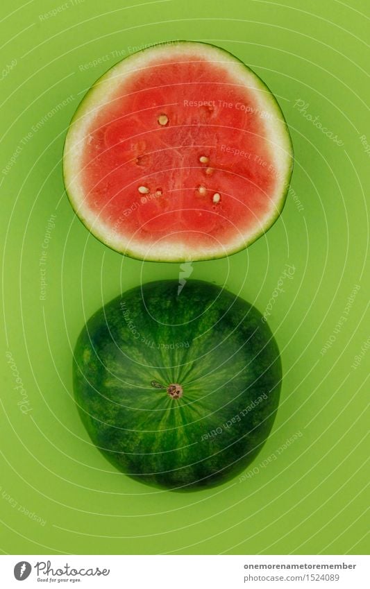 Molly Melone Kunst Kunstwerk ästhetisch Melonen Sommer Erfrischung lecker Wasser Kerne Frucht Südfrüchte grün rot Teilung zerschlagen 2 Verschlussdeckel rund