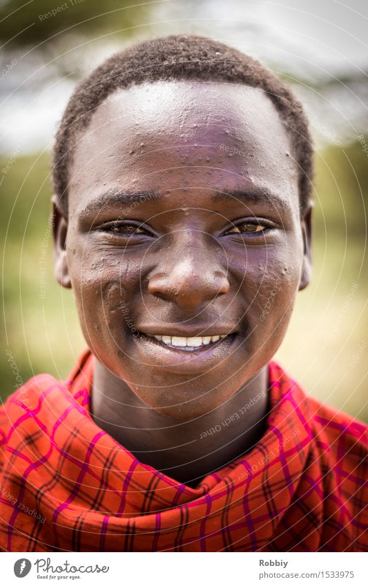 Massai maskulin Junger Mann Jugendliche Erwachsene Kopf 1 Mensch 18-30 Jahre Lächeln authentisch exotisch Freundlichkeit Fröhlichkeit Identität einzigartig
