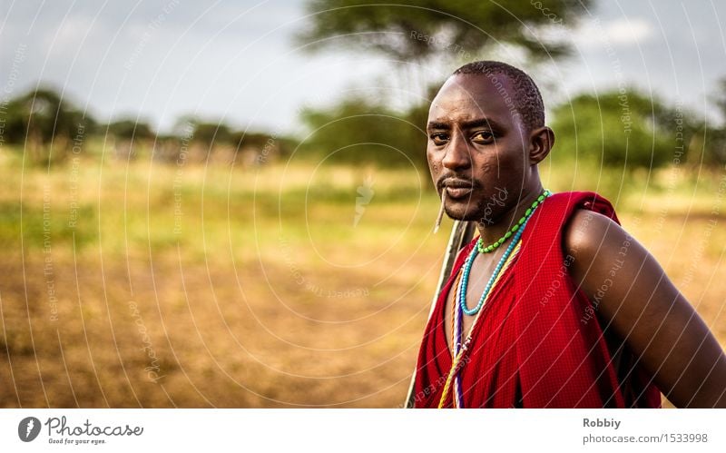 Massai III maskulin Junger Mann Jugendliche Erwachsene 1 Mensch 18-30 Jahre authentisch außergewöhnlich einzigartig Abenteuer Farbe Identität Kultur Tourismus