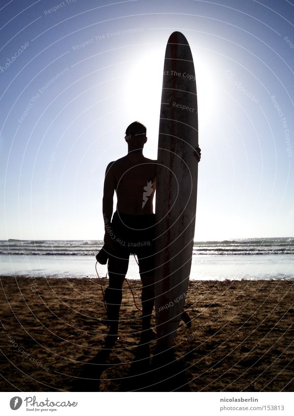 Size Matters! Surfbrett Strand Meer Portugal Gegenlicht Sonne Wellen Körperhaltung Silhouette Freude Angst Panik Sport Spielen chillin' Surfen