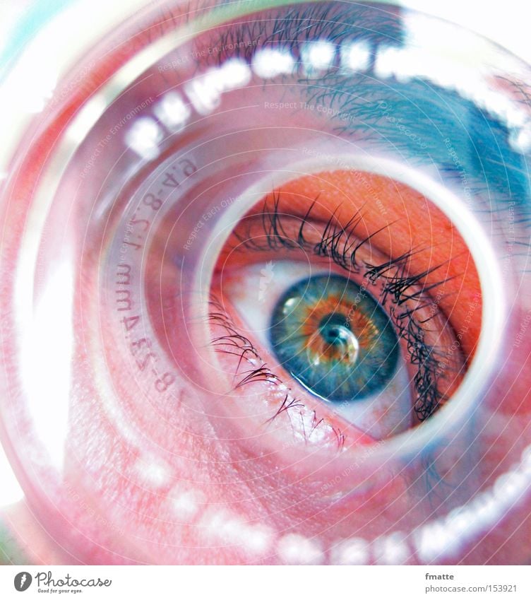 auge Auge Blick Compact Disc Reflexion & Spiegelung Durchblick Pupille Wimpern blau Konzentration