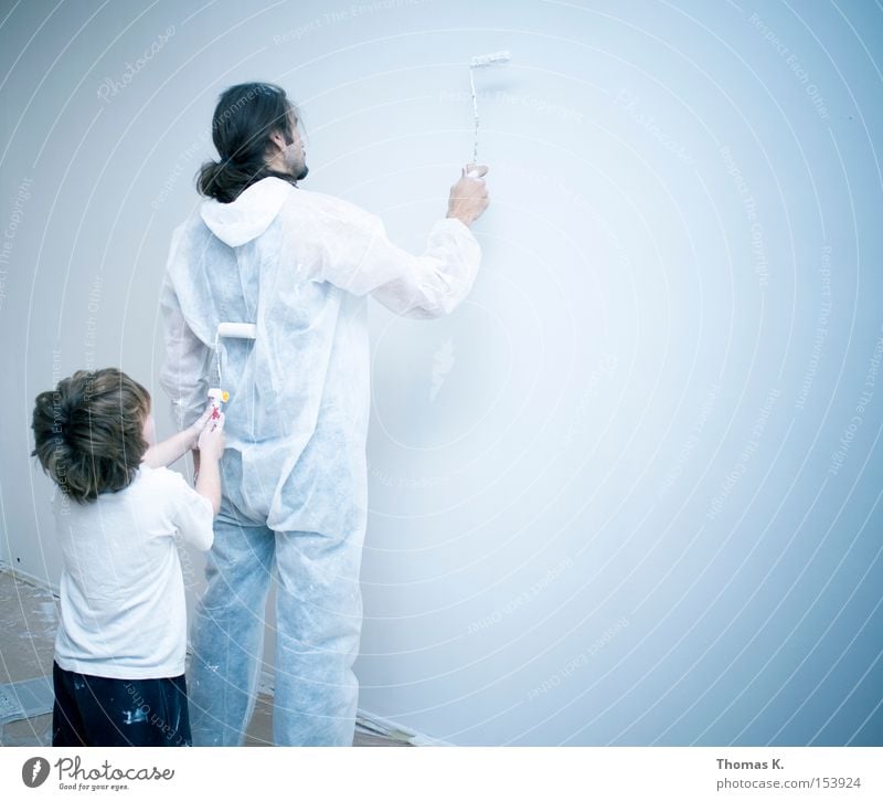 Darwinsches Malprinzip Gemälde streichen Renovieren Farbe Farbstoff Gebäude Kind Vater Wand Schutzbekleidung klecksen Handwerk Malerei u. Zeichnungen ausmalen