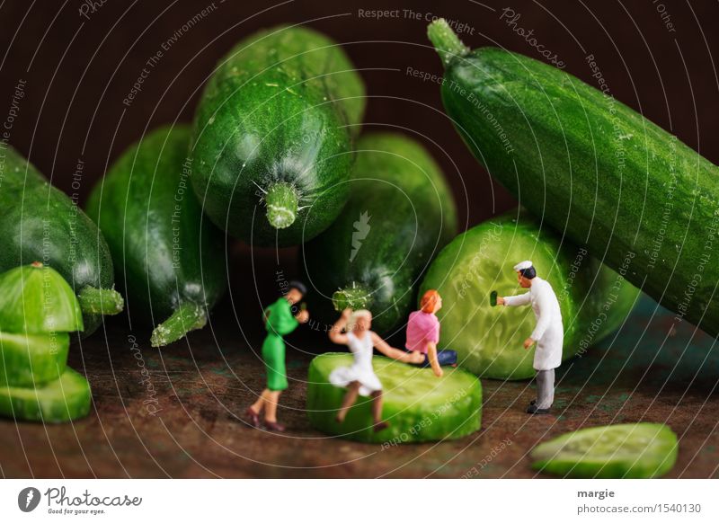 Miniwelten - Gurken-Schönheitsfarm Lebensmittel Gemüse Ernährung Essen Mittagessen Picknick Bioprodukte Vegetarische Ernährung Diät Fingerfood schön