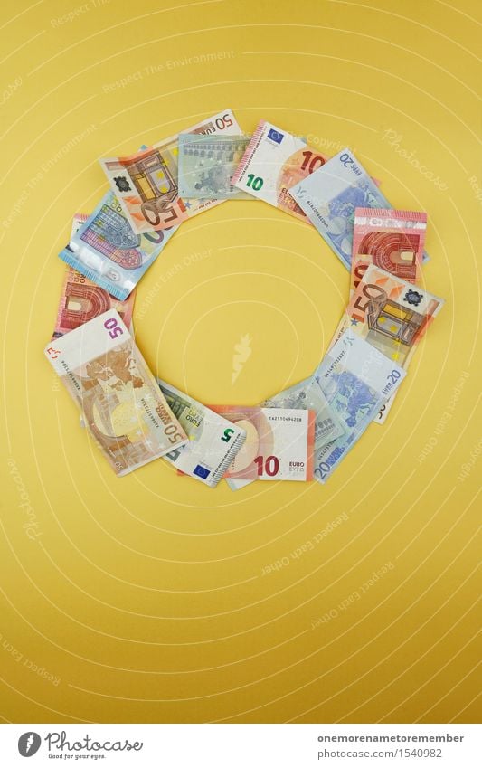 Geldkreislauf Kunst Kunstwerk ästhetisch Herz-/Kreislauf-System Kreativität Geldscheine Euro Euroschein angeordnet Symmetrie gestalten Design Business Farbfoto