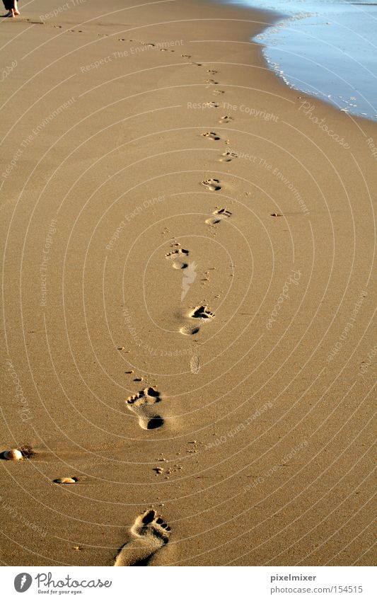 Go On Walking Wege & Pfade Sand Meer Strand Spuren Fußspur Wasser Kurve Freiheit Außenaufnahme Küste Glück Barfuß